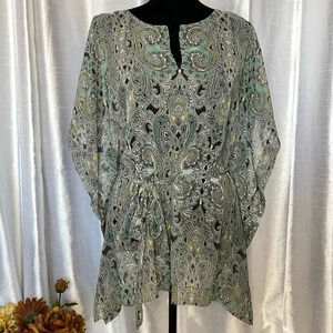 Liz Claiborne Women’s Small Sheer with Cami Dolman Sleeve Boho Belted Blouse